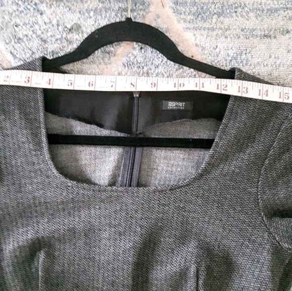 ESPRIT Herringbone Soft Knit Form Fitting Stretch Fit Dress Sz Med Mini/Midi - Picture 7 of 13